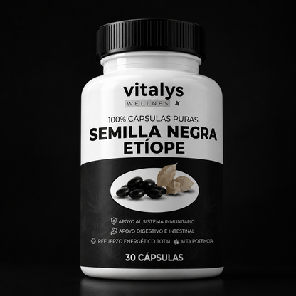 Semilla Negra Etíope — La fórmula natural con 4,64% de timoquinona para tu equilibrio interno.